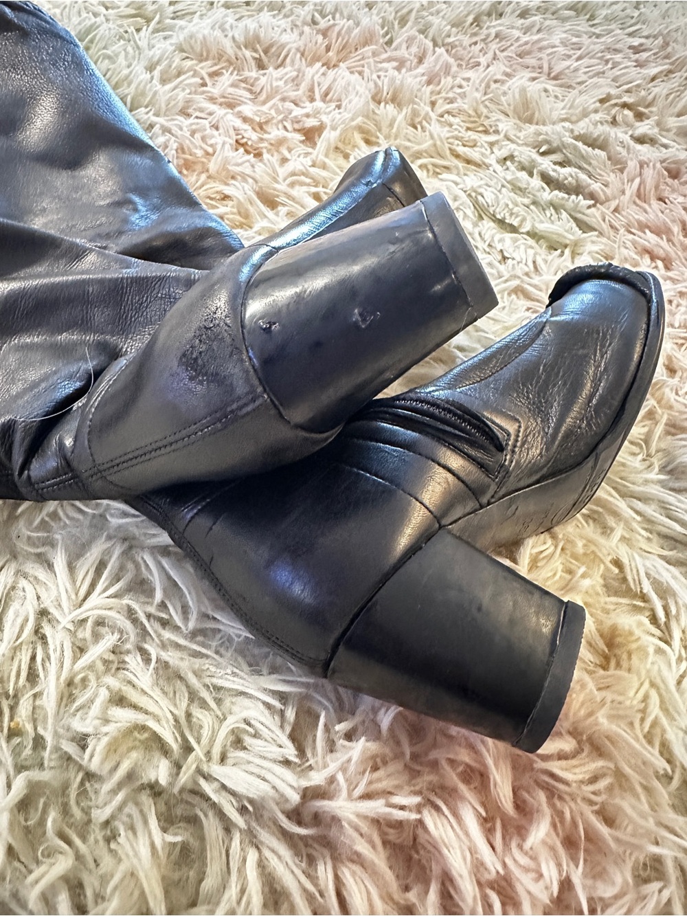 Chanel Knee High Cap Toe Ruffle CC Boots Size 36.5 - Picture 9 of 13